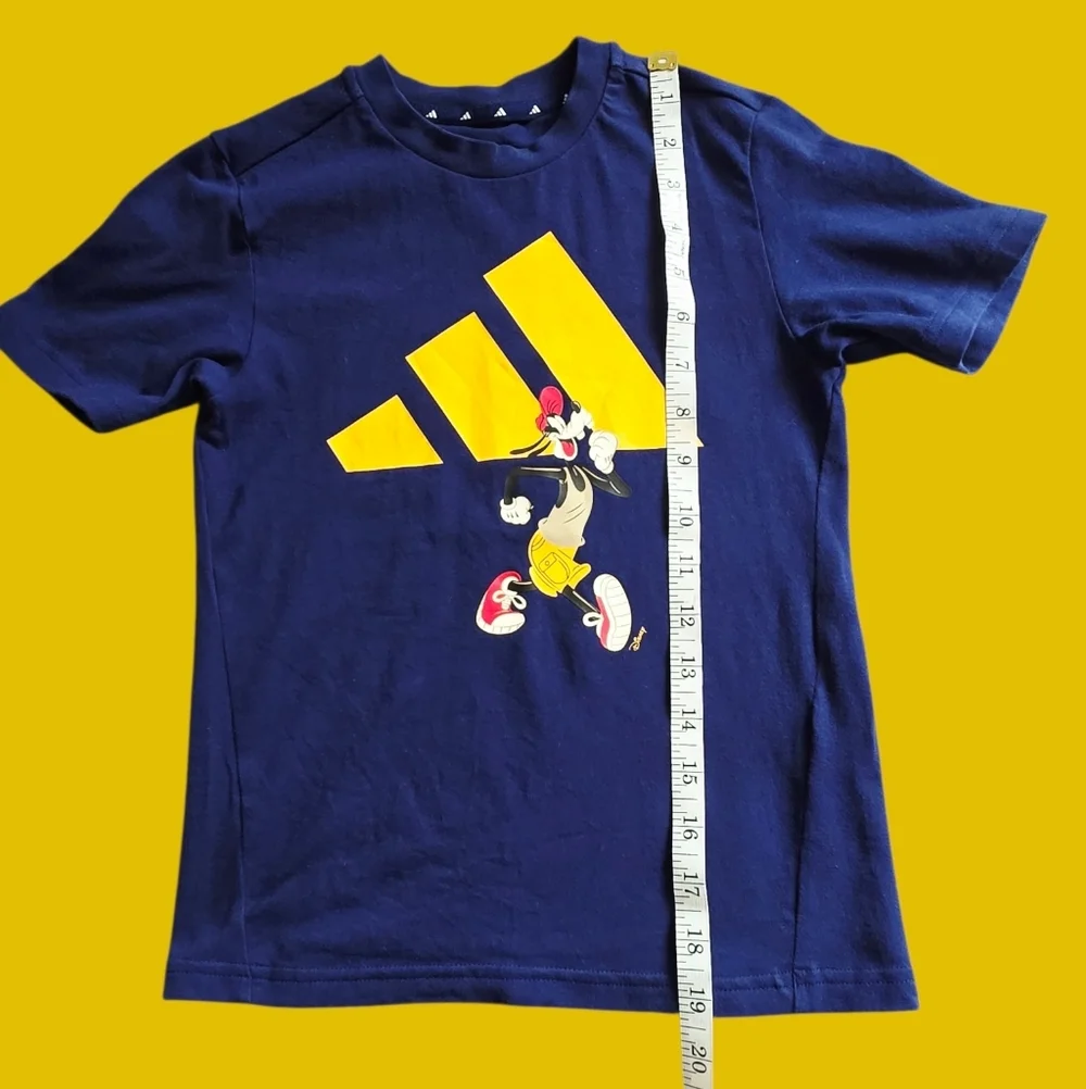 Adidas Kids Navy Tee with Bold Yellow Graphic